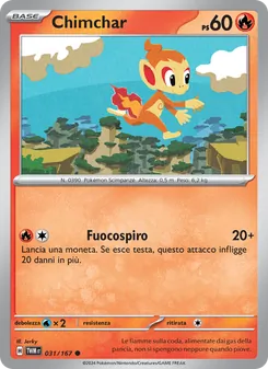 Carta Chimchar dell'espansione Crepuscolo Mascherato, numero 031/167