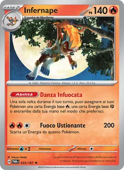 Carta Infernape dell'espansione Crepuscolo Mascherato, numero 033/167