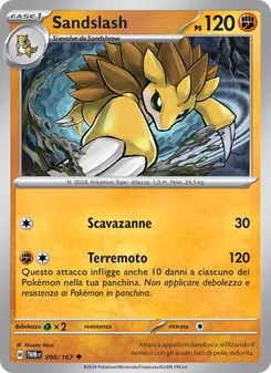 Carta Sandslash dell'espansione Crepuscolo Mascherato, numero 098/167