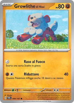 Carta Growlithe di Hisui dell'espansione Crepuscolo Mascherato, numero 099/167