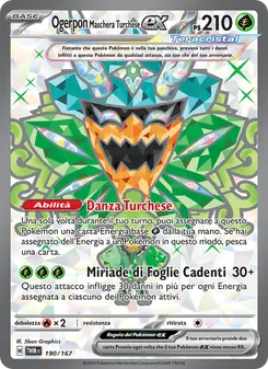 Carta Ogerpon Maschera Turchese-ex dell'espansione Crepuscolo Mascherato, numero 190/167