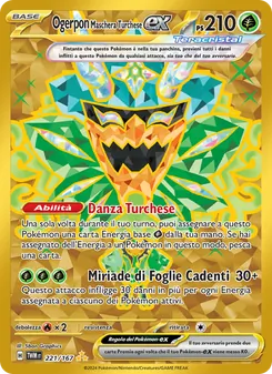 Carta Ogerpon Maschera Turchese-ex dell'espansione Crepuscolo Mascherato, numero 221/167