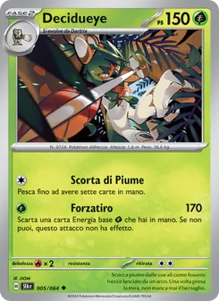 Carta Decidueye dell'espansione Segreto Fiabesco, numero 005/64