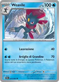 Carta Weavile dell'espansione Segreto Fiabesco, numero 014/64