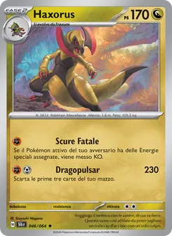 Carta Haxorus dell'espansione Segreto Fiabesco, numero 046/64