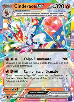 Carta Cinderace-ex dell'espansione Corona Astrale, numero 028/142