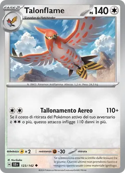 Carta Talonflame dell'espansione Corona Astrale, numero 123/142