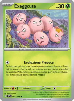 Carta Exeggcute dell'espansione Scintille Folgoranti, numero 001/191