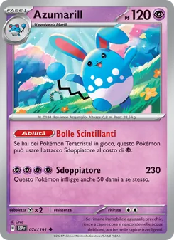 Carta Azumarill dell'espansione Scintille Folgoranti, numero 074/191