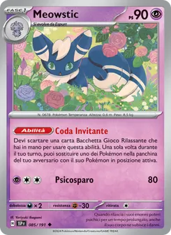 Carta Meowstic dell'espansione Scintille Folgoranti, numero 085/191