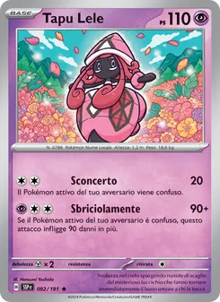 Carta Tapu Lele dell'espansione Scintille Folgoranti, numero 092/191