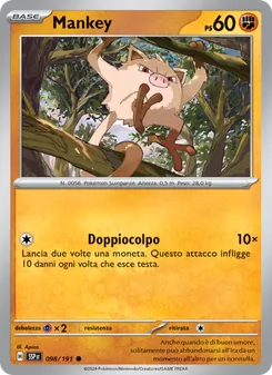 Carta Mankey dell'espansione Scintille Folgoranti, numero 098/191