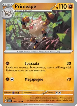 Carta Primeape dell'espansione Scintille Folgoranti, numero 099/191