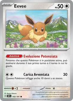 Carta Eevee dell'espansione Scintille Folgoranti, numero 143/191
