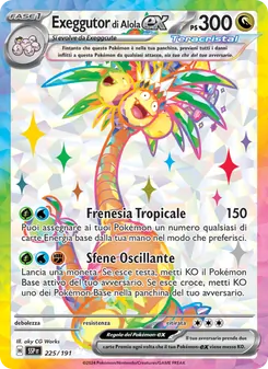 Carta Exeggutor di Alola-ex dell'espansione Scintille Folgoranti, numero 225/191
