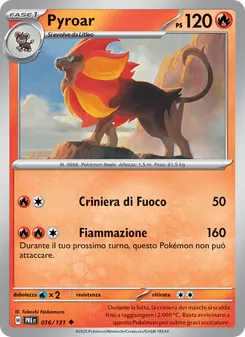 Carta Pyroar dell'espansione Evoluzioni Prismatiche, numero 016/131