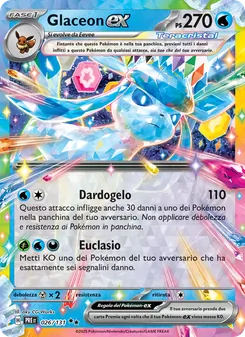 Carta Glaceon-ex dell'espansione Evoluzioni Prismatiche, numero 026/131