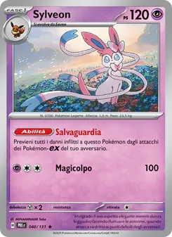 Carta Sylveon dell'espansione Evoluzioni Prismatiche, numero 040/131