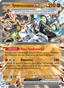 Carta Ogerpon Maschera Fondamenta-ex dell'espansione Evoluzioni Prismatiche, numero 058/131