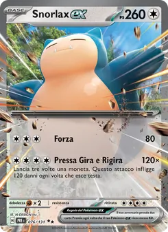 Carta Snorlax-ex dell'espansione Evoluzioni Prismatiche, numero 076/131