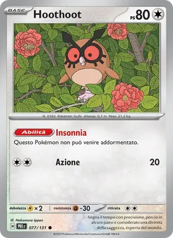 Carta Hoothoot dell'espansione Evoluzioni Prismatiche, numero 077/131