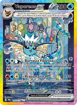 Carta Vaporeon-ex dell'espansione Evoluzioni Prismatiche, numero 149/131