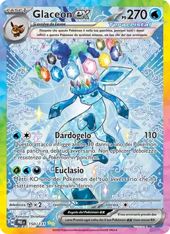 Carta Glaceon-ex dell'espansione Evoluzioni Prismatiche, numero 150/131