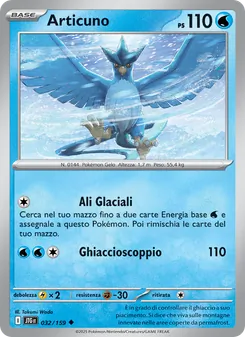 Carta Articuno dell'espansione Avventure Insieme, numero 032/159