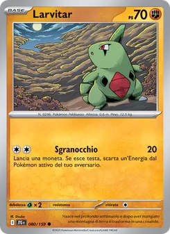 Carta Larvitar dell'espansione Avventure Insieme, numero 080/159