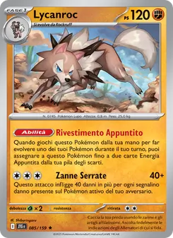 Carta Lycanroc dell'espansione Avventure Insieme, numero 085/159