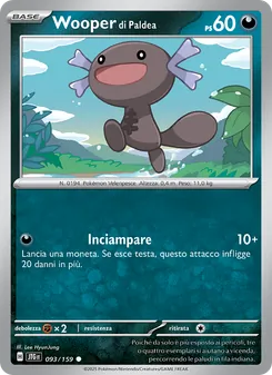 Carta Wooper di Paldea dell'espansione Avventure Insieme, numero 093/159