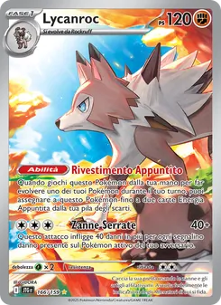 Carta Lycanroc dell'espansione Avventure Insieme, numero 166/159
