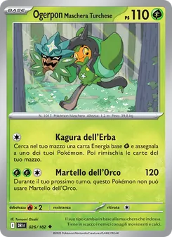 Carta Ogerpon Maschera Turchese dell'espansione Rivali Predestinati, numero 026/182