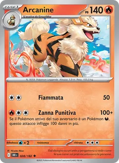 Carta Arcanine dell'espansione Rivali Predestinati, numero 028/182