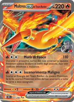 Carta Moltres-ex del Team Rocket dell'espansione Rivali Predestinati, numero 031/182