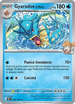Carta Gyarados di Misty dell'espansione Rivali Predestinati, numero 049/182