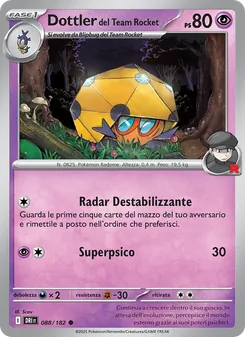 Carta Dottler del Team Rocket dell'espansione Rivali Predestinati, numero 088/182