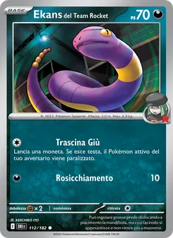 Carta Ekans del Team Rocket dell'espansione Rivali Predestinati, numero 112/182
