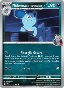 Carta Nidorina del Team Rocket dell'espansione Rivali Predestinati, numero 115/182