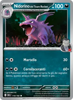 Carta Nidorino del Team Rocket dell'espansione Rivali Predestinati, numero 118/182