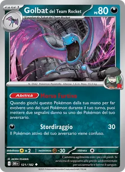Carta Golbat del Team Rocket dell'espansione Rivali Predestinati, numero 121/182