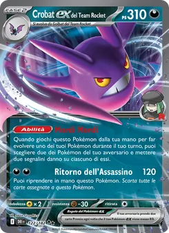 Carta Crobat-ex del Team Rocket dell'espansione Rivali Predestinati, numero 122/182