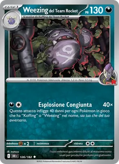 Carta Weezing del Team Rocket dell'espansione Rivali Predestinati, numero 126/182