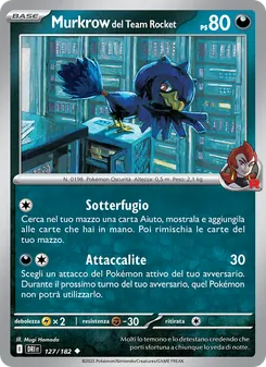 Carta Murkrow del Team Rocket dell'espansione Rivali Predestinati, numero 127/182