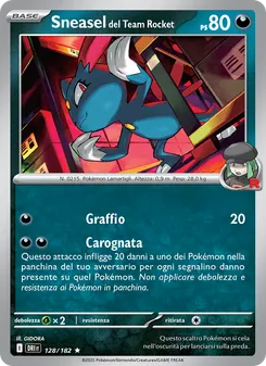 Carta Sneasel del Team Rocket dell'espansione Rivali Predestinati, numero 128/182