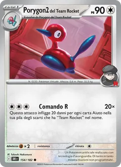 Carta Porygon2 del Team Rocket dell'espansione Rivali Predestinati, numero 154/182
