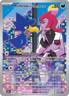 Carta Murkrow del Team Rocket dell'espansione Rivali Predestinati, numero 200/182