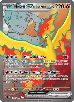 Carta Moltres-ex del Team Rocket dell'espansione Rivali Predestinati, numero 208/182
