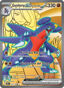 Carta Garchomp-ex di Camilla dell'espansione Rivali Predestinati, numero 215/182