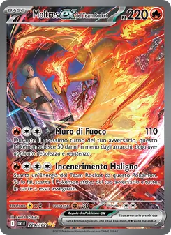Carta Moltres-ex del Team Rocket dell'espansione Rivali Predestinati, numero 229/182